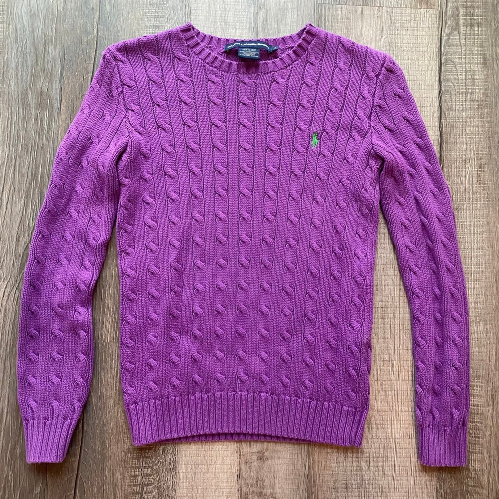 Polo Ralph Lauren Cable knit Purple Sweater Small